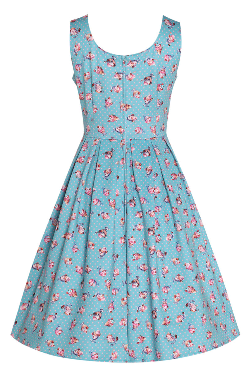 Amanda Light Blue Sundae Print Scoop Neck Swing Dress  Shop now at Kitty Darling