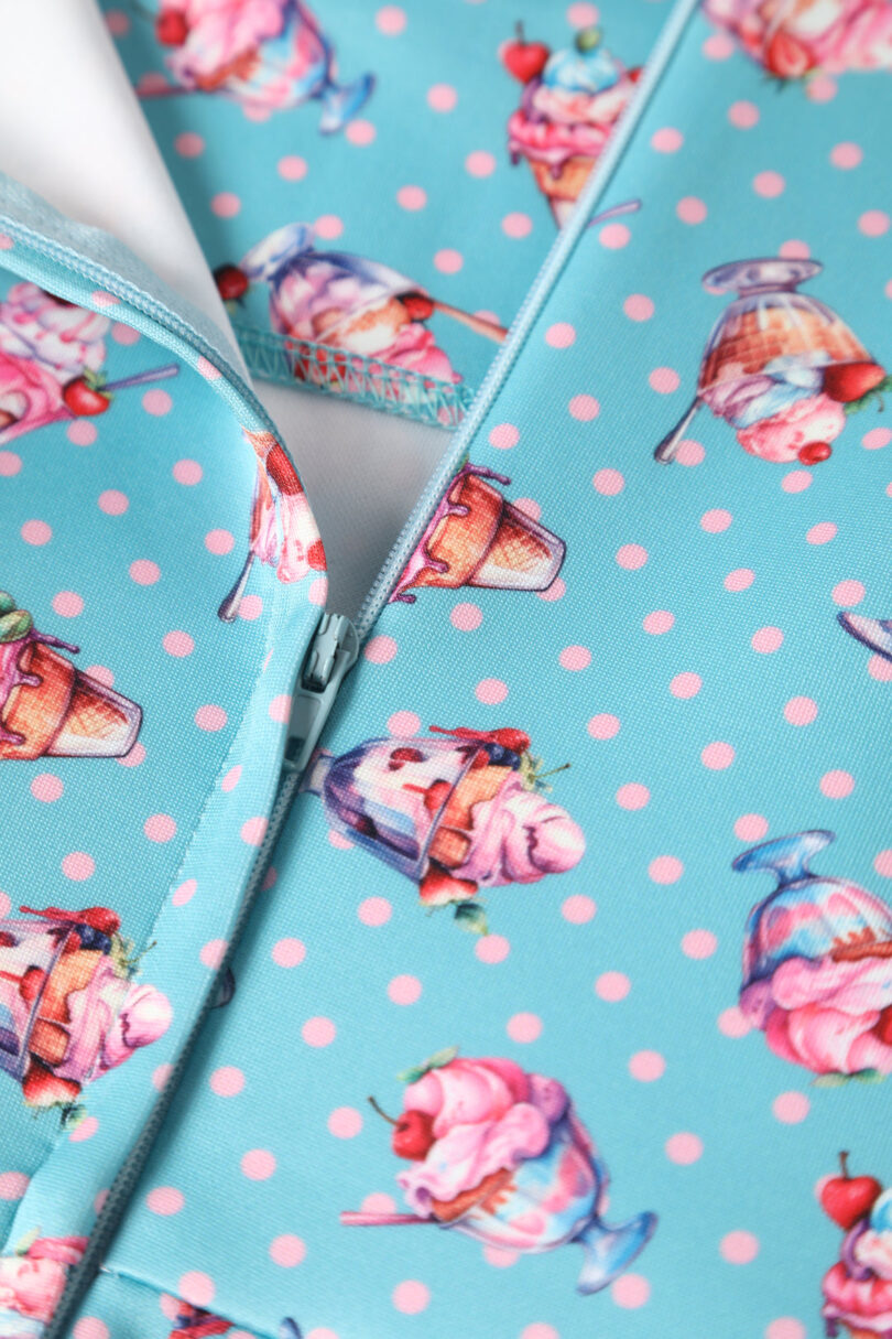 Amanda Light Blue Sundae Print Scoop Neck Swing Dress  Shop now at Kitty Darling