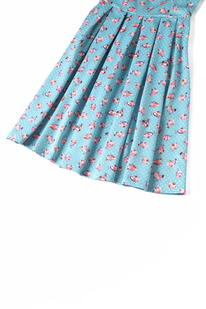 Amanda Light Blue Sundae Print Scoop Neck Swing Dress  Shop now at Kitty Darling