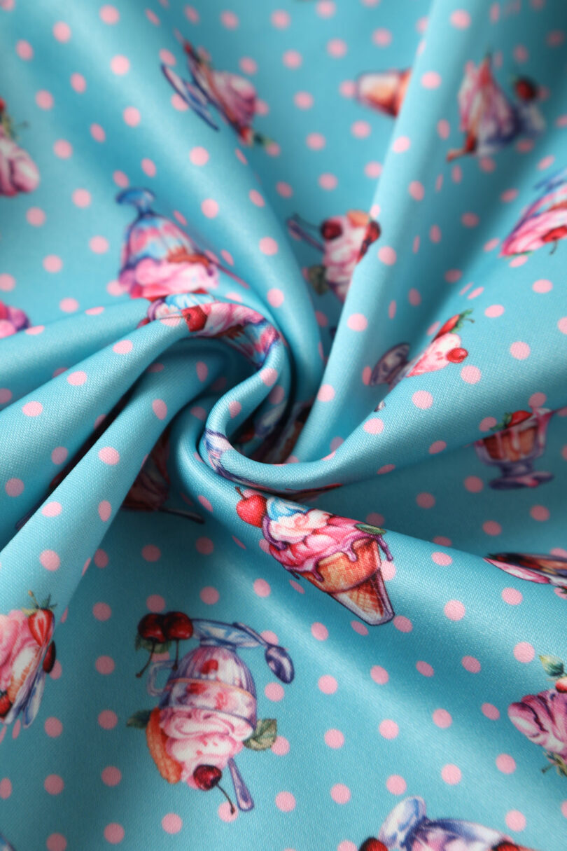 Amanda Light Blue Sundae Print Scoop Neck Swing Dress  Shop now at Kitty Darling