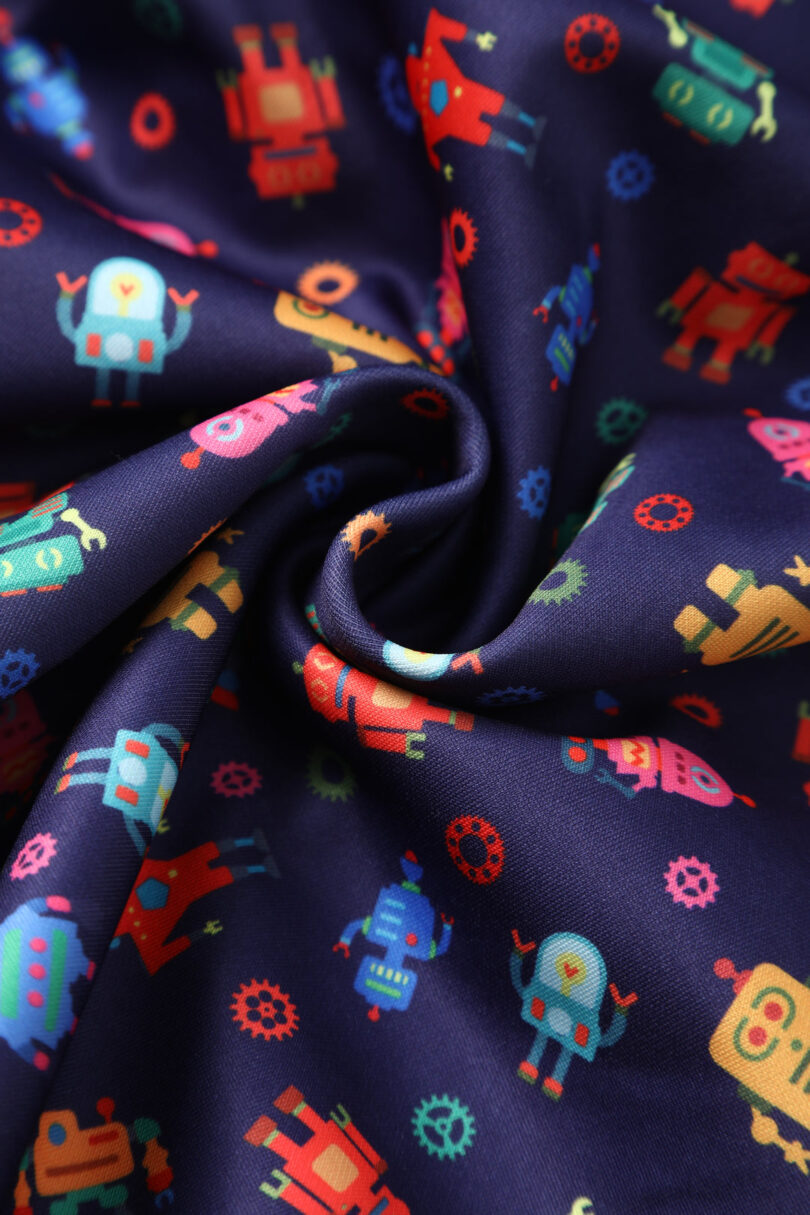 Amanda Purple Quirky Robot Print Flared Dress  Shop now at Kitty Darling