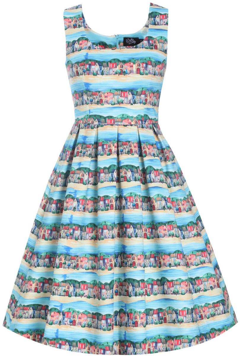 Scarlette Blue Stretchy Seaside Print Dress  Shop now at Kitty Darling