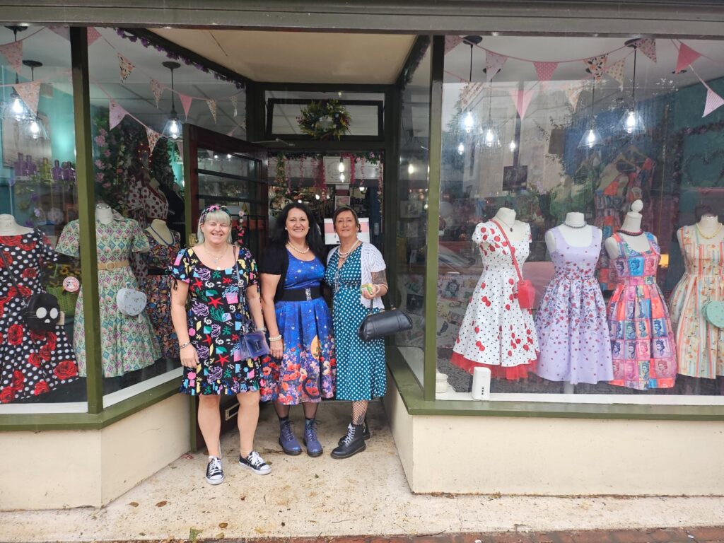 Our Retail Store 4 Kitty Darling shop frontage with host and customers