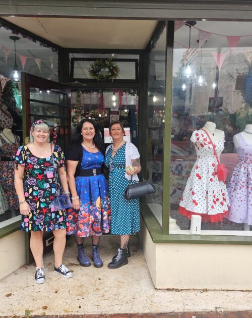 Our Retail Store 9 Kitty Darling shop frontage with host and customers