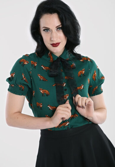 Vixey Blouse Dark Green – Shirts and Blouses | Kitty Darling