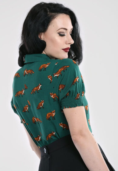 Vixey Blouse Dark Green – Shirts and Blouses | Kitty Darling