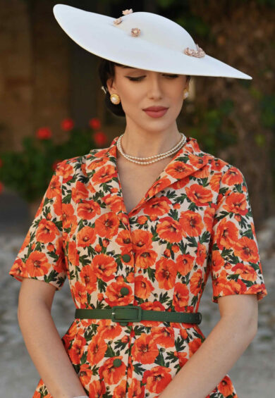 Mollie Orange Poppy Full Circle Shirt Dress – Dresses | Kitty Darling