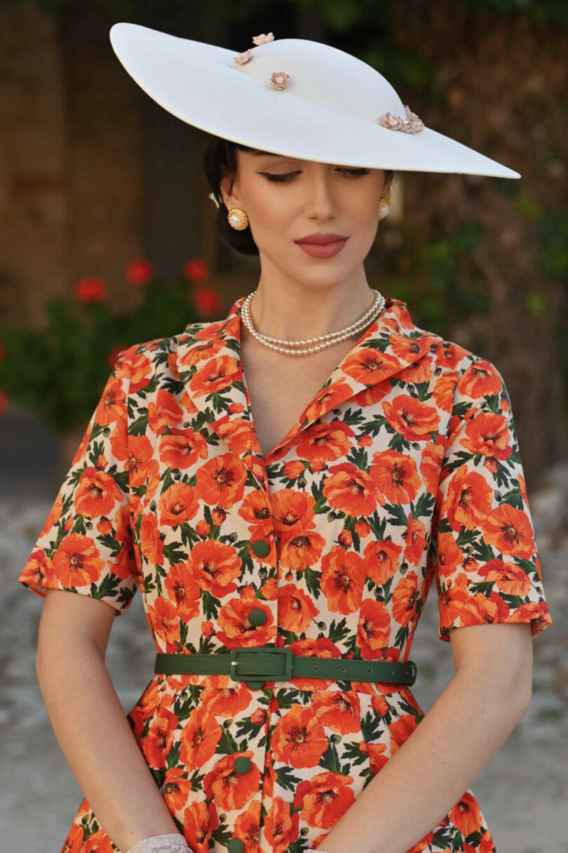 Mollie Orange Poppy Full Circle Shirt Dress  Shop now at Kitty Darling