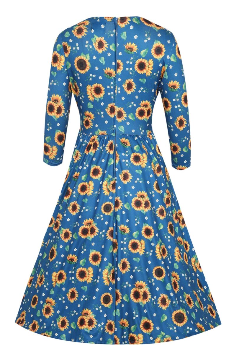 Billie Blue Sunflower Flared Dress  Shop now at Kitty Darling