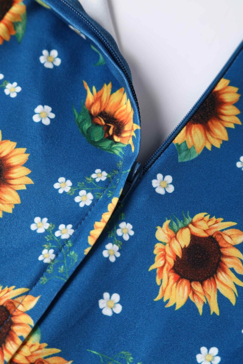 Billie Blue Sunflower Flared Dress  Shop now at Kitty Darling