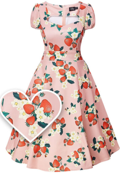 Claudia Pink Strawberry Swing Dress – Dresses | Kitty Darling