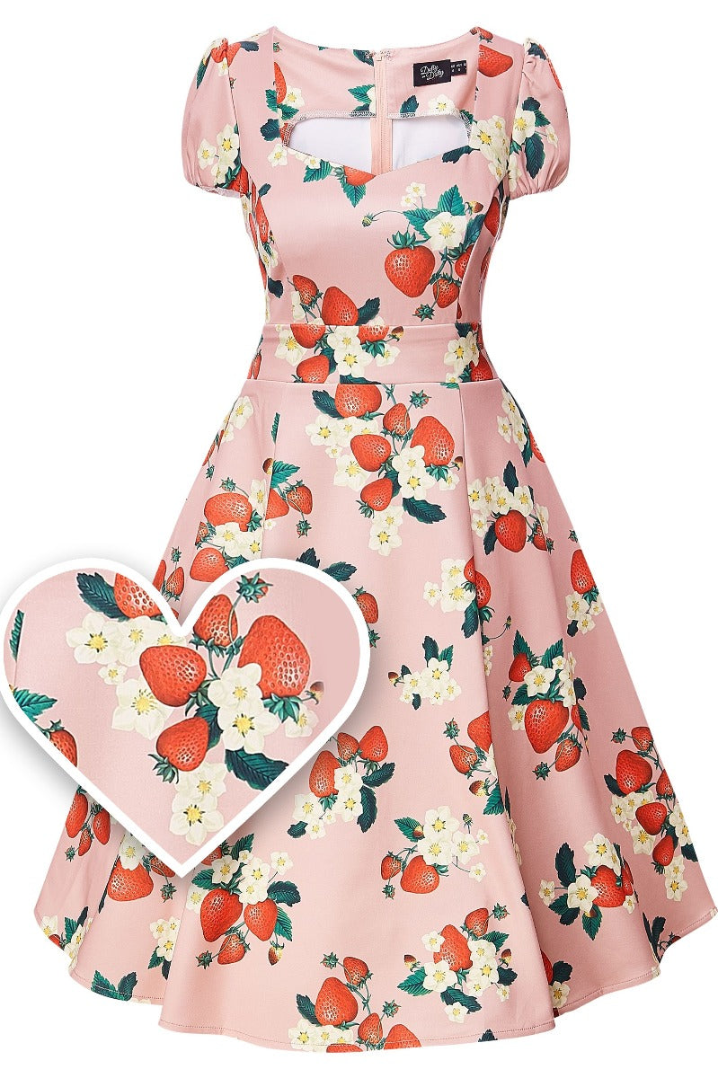Claudia Pink Strawberry Swing Dress  Shop now at Kitty Darling