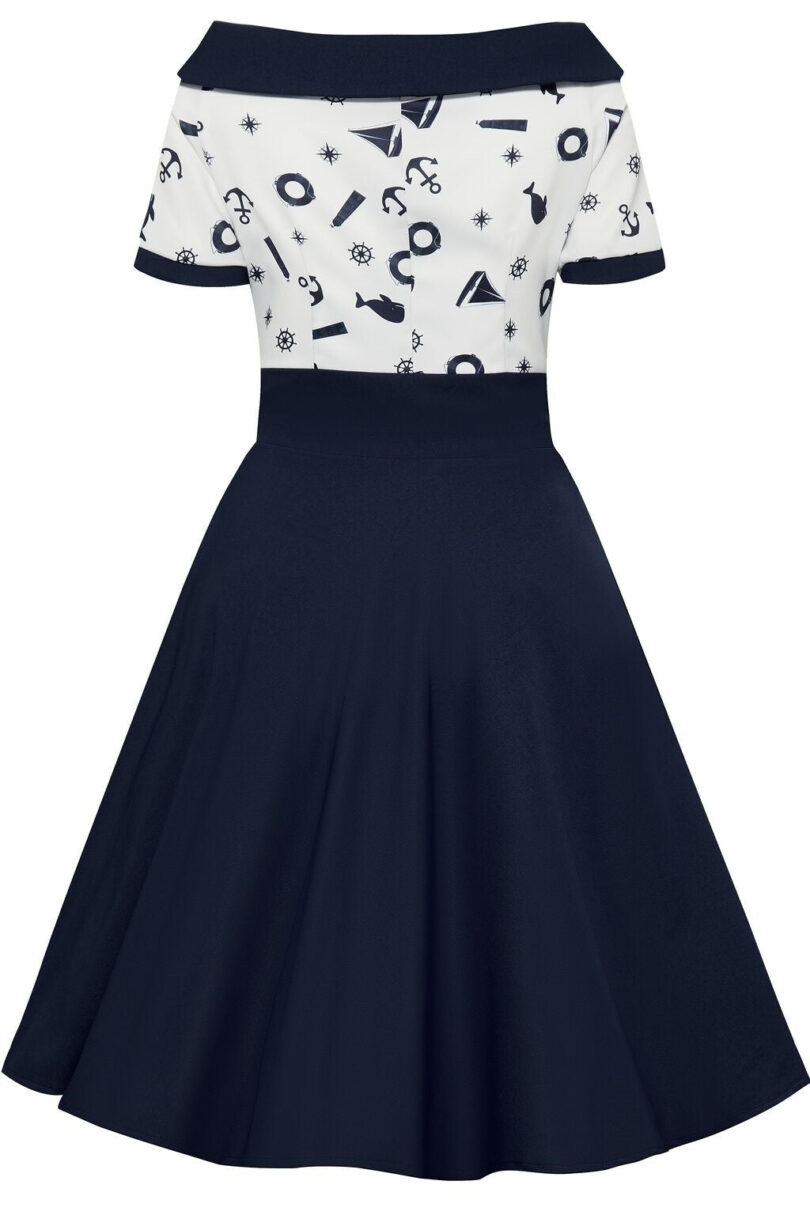 Darlene 50s Falling Down with Nautical Top and Navy Skirt with Sleeve Hem  Shop now at Kitty Darling