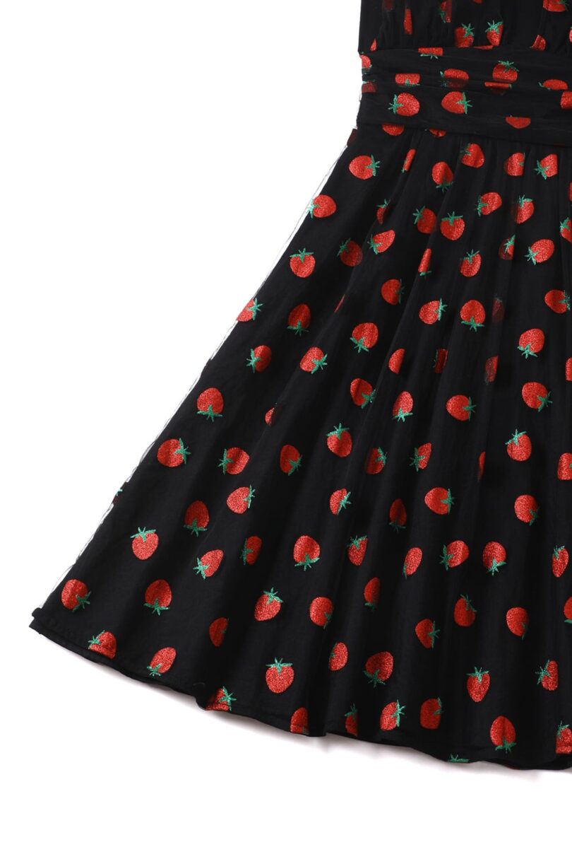 Dorothea Black Strawberry Mesh Dress  Shop now at Kitty Darling