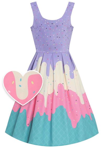 Amanda Multi-Colored and Ice Cream Swing Dress – Dresses | Kitty Darling
