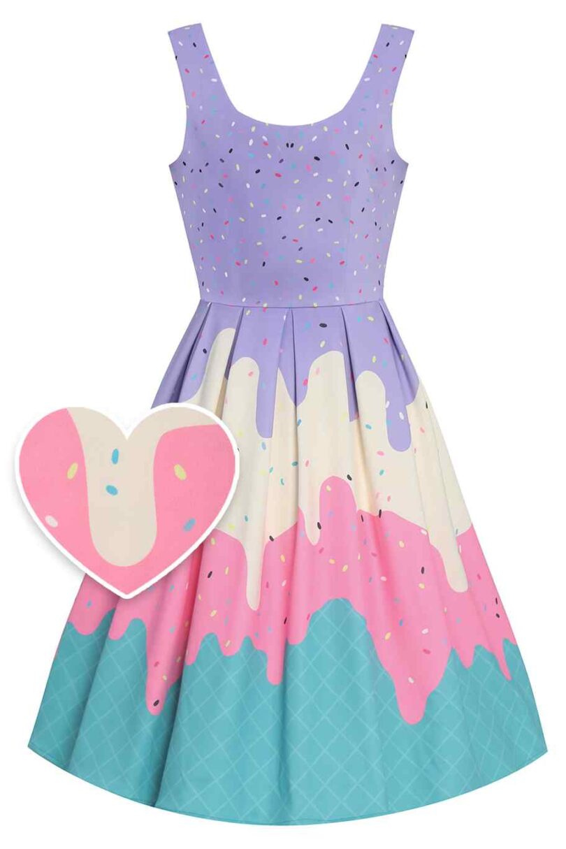 Amanda Multi-Colored and Ice Cream Swing Dress  Shop now at Kitty Darling