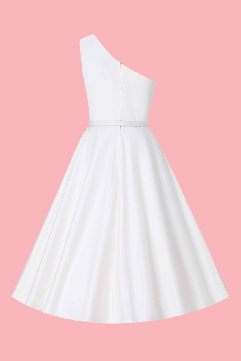 Susan Asymmetrical Elegant White Vintage Swing Dress  Shop now at Kitty Darling