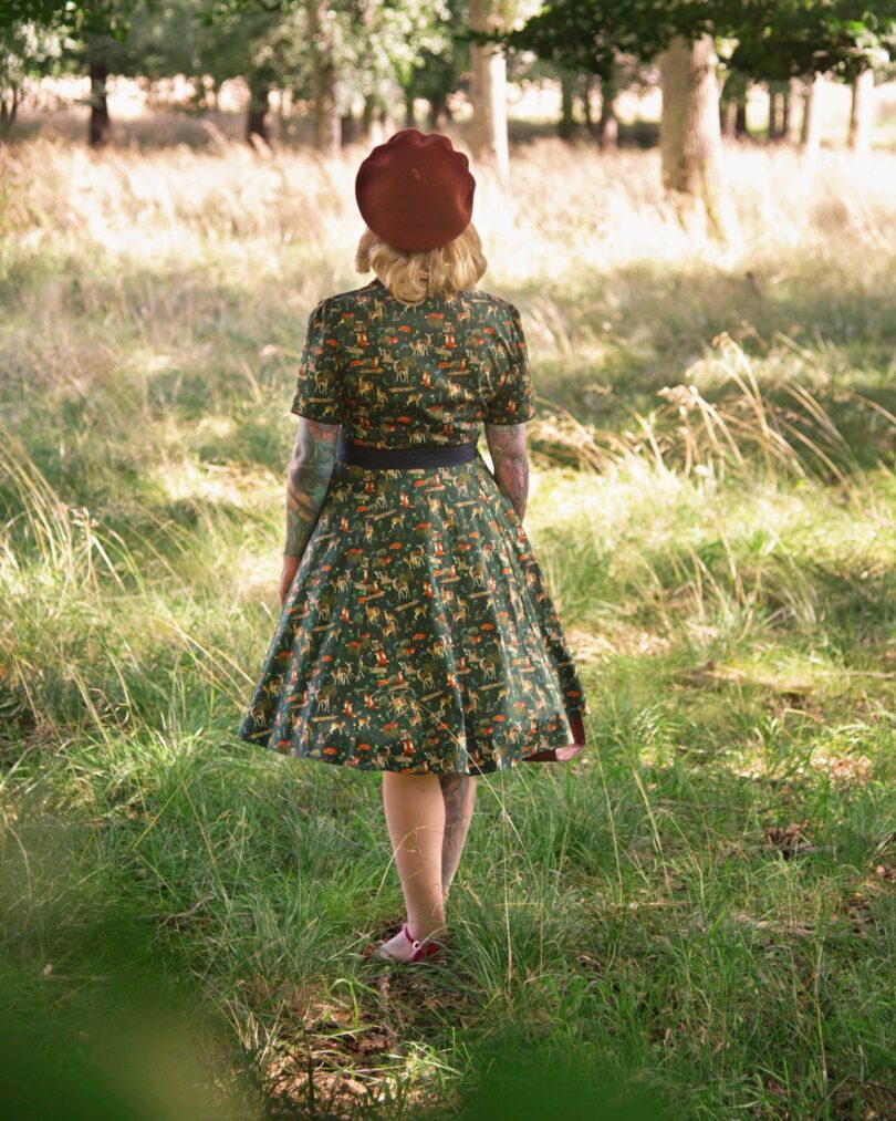 Penelope Dark Green Woodland Shirt Dress  Shop now at Kitty Darling