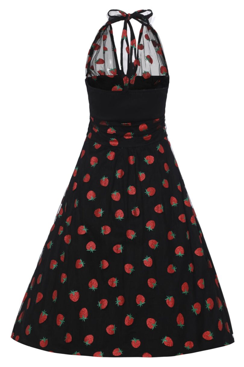 Dorothea Black Strawberry Mesh Dress  Shop now at Kitty Darling
