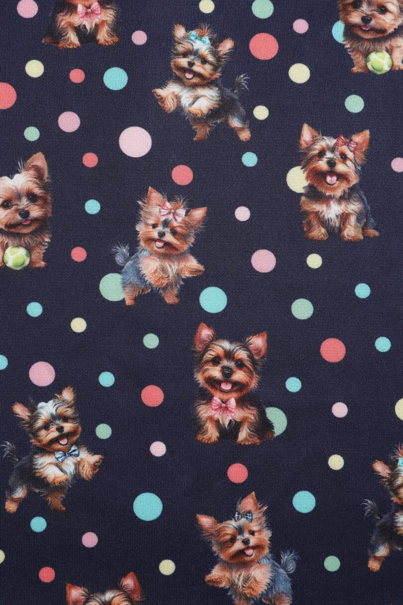 Amanda Purple Yorkie & Colourful Polka Dot Print Swing Dress  Shop now at Kitty Darling