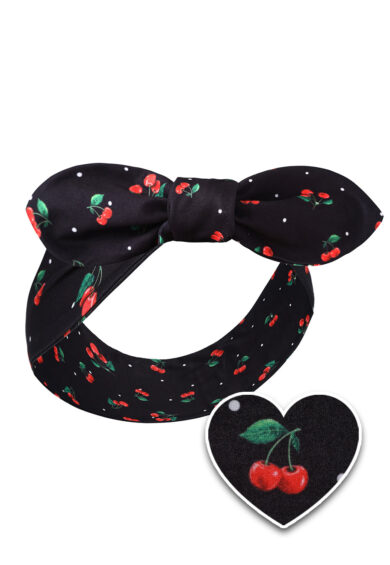 50's Inspired Quirky Headband in Black Cherry Print – Headbands | Kitty Darling