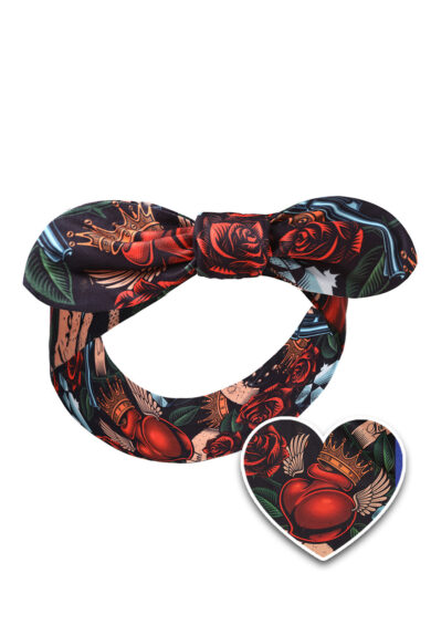 50's Inspired Vintage Headband in in Heart and Roses Print – Headbands | Kitty Darling