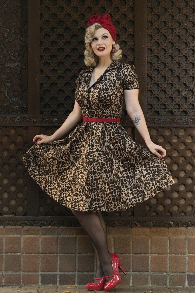 Penelope Rockabilly Leopard Print Shirt Dress  Shop now at Kitty Darling