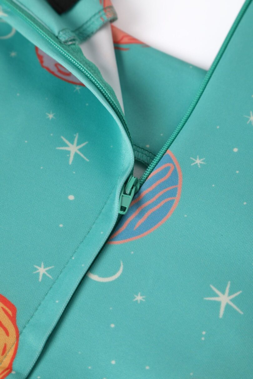 Amanda Turquoise Dinosaur World Print Swing Dress  Shop now at Kitty Darling
