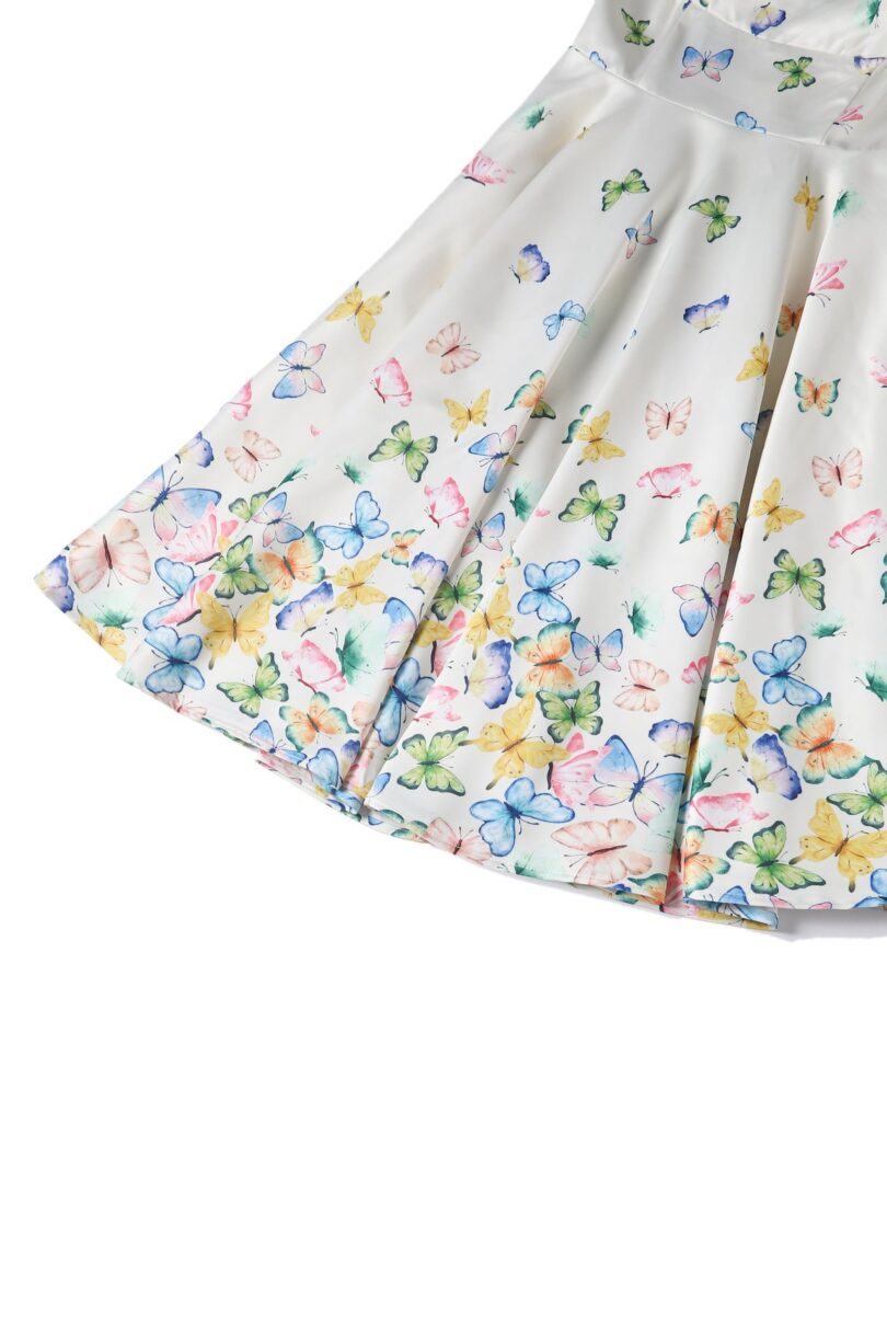 Grace Vintage Style Jive Dress In White Butterfly Print  Shop now at Kitty Darling