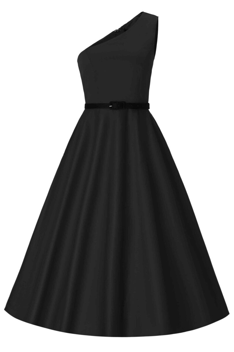 Susan Classic Black Asymmetrical Swing Dress  Shop now at Kitty Darling