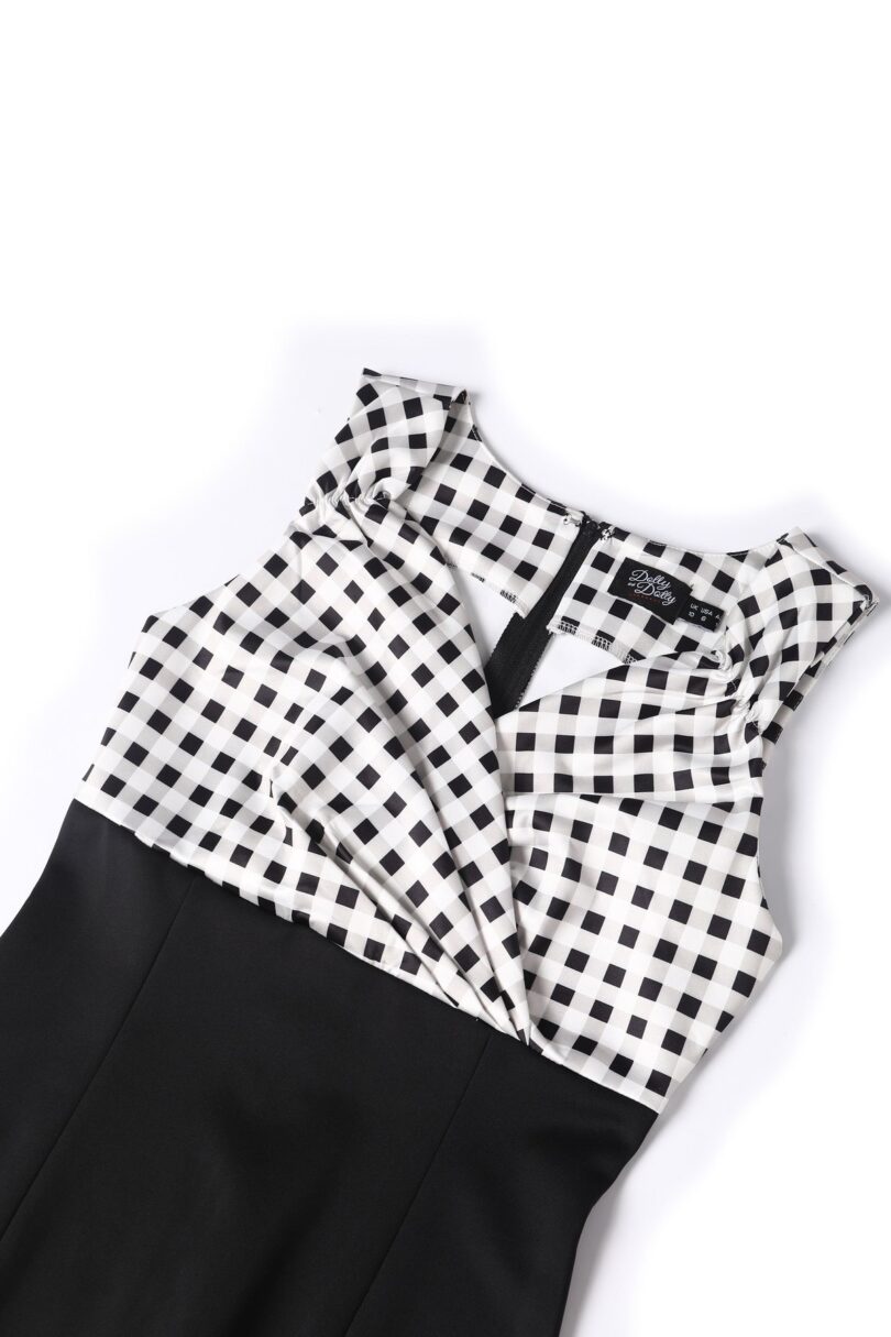 Cheryl Fitted Glam Vintage Black & White Gingham Dress  Shop now at Kitty Darling