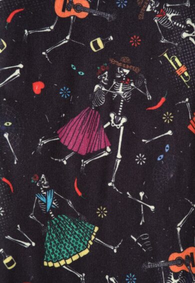 50's Inspired Quirky Headband in Black Mexican Dancing Skeleton Print – Headbands | Kitty Darling