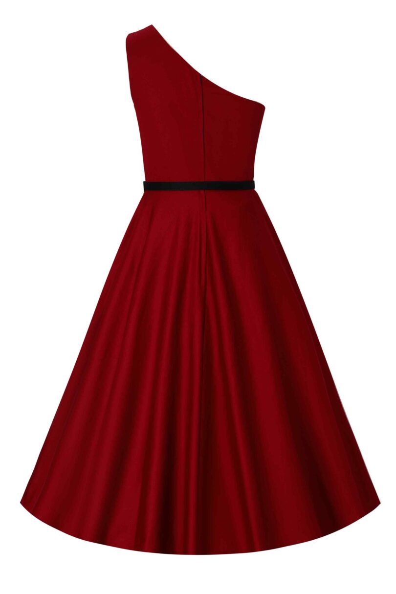 Susan Plain Red One-Shoulder Vintage Dress  Shop now at Kitty Darling