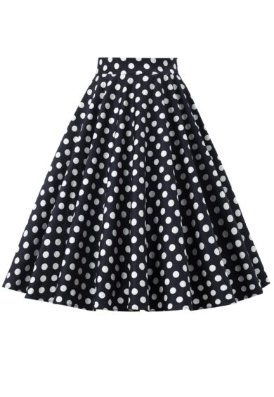 Maisie Black Polka Dot Full Circle Midi Skirt – Skirt | Kitty Darling