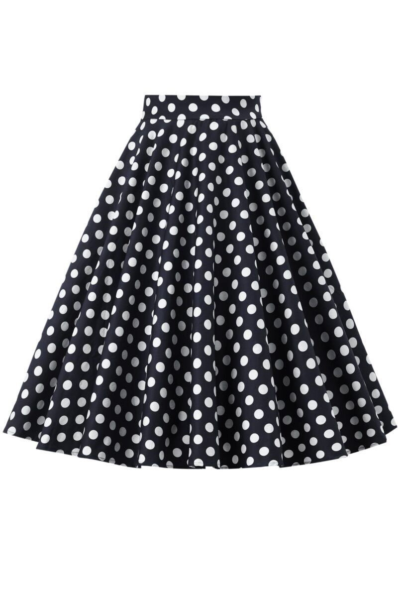 Maisie Black Polka Dot Full Circle Midi Skirt  Shop now at Kitty Darling