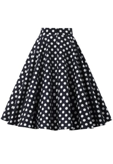 Maisie Black Polka Dot Full Circle Midi Skirt – Skirt | Kitty Darling