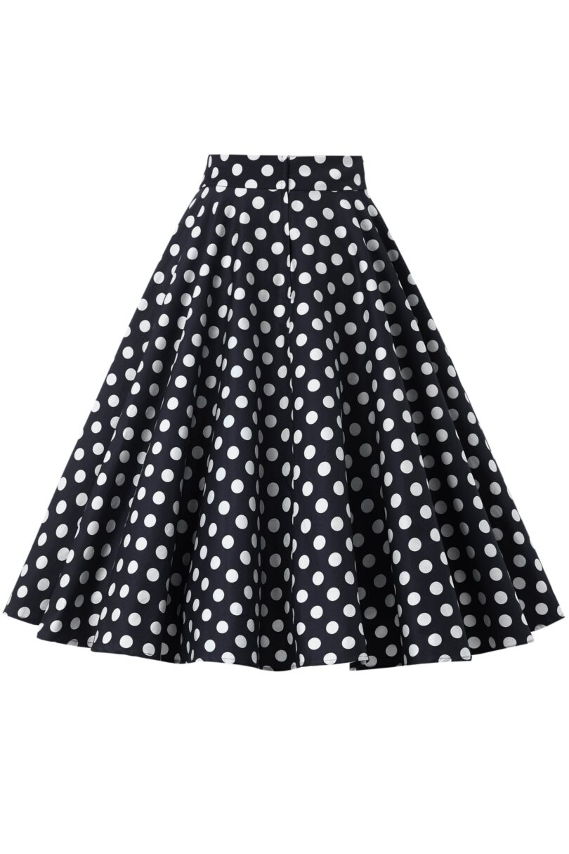Maisie Black Polka Dot Full Circle Midi Skirt  Shop now at Kitty Darling