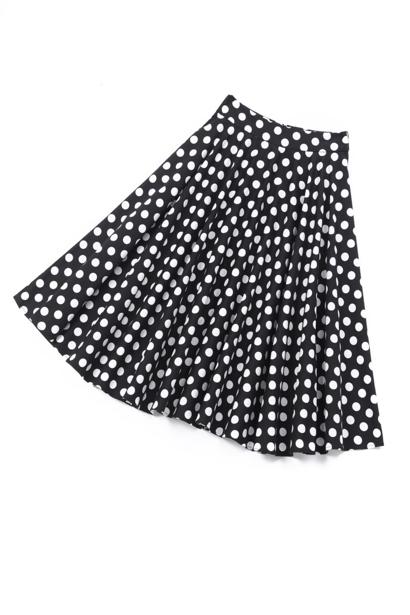 Maisie Black Polka Dot Full Circle Midi Skirt  Shop now at Kitty Darling