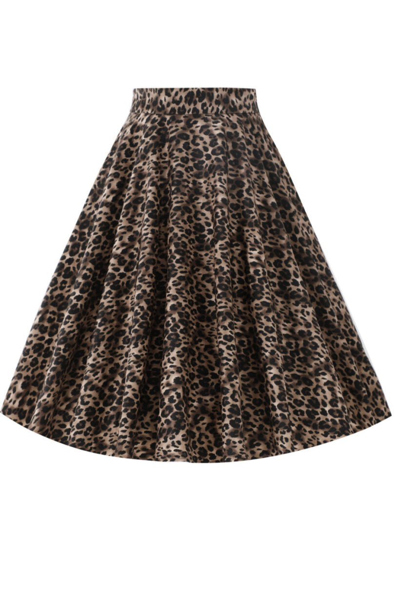 Maisie Leopard Print Full Circle Midi Skirt  Shop now at Kitty Darling