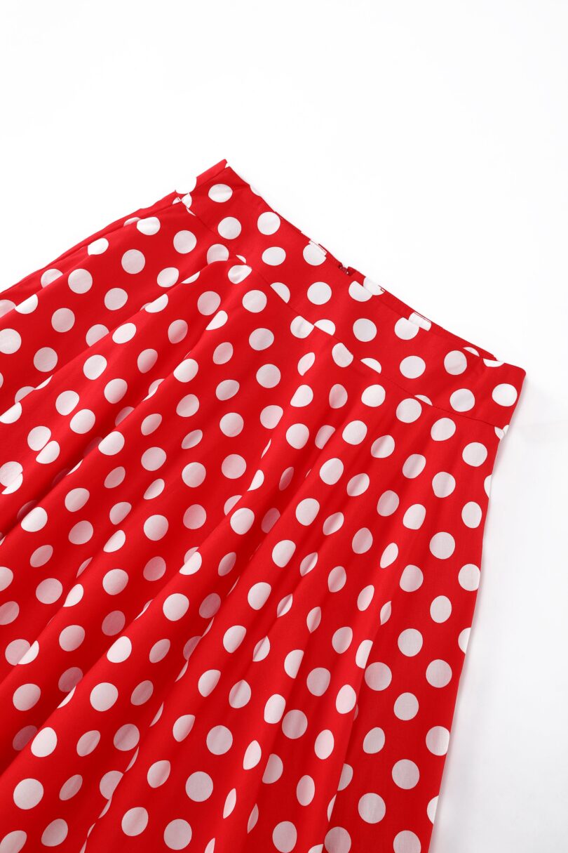Maisie Red Polka Dot Full Circle Midi Skirt  Shop now at Kitty Darling