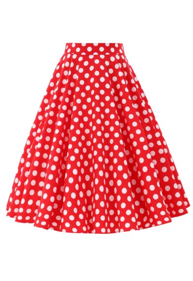Maisie Red Polka Dot Full Circle Midi Skirt – Skirt | Kitty Darling