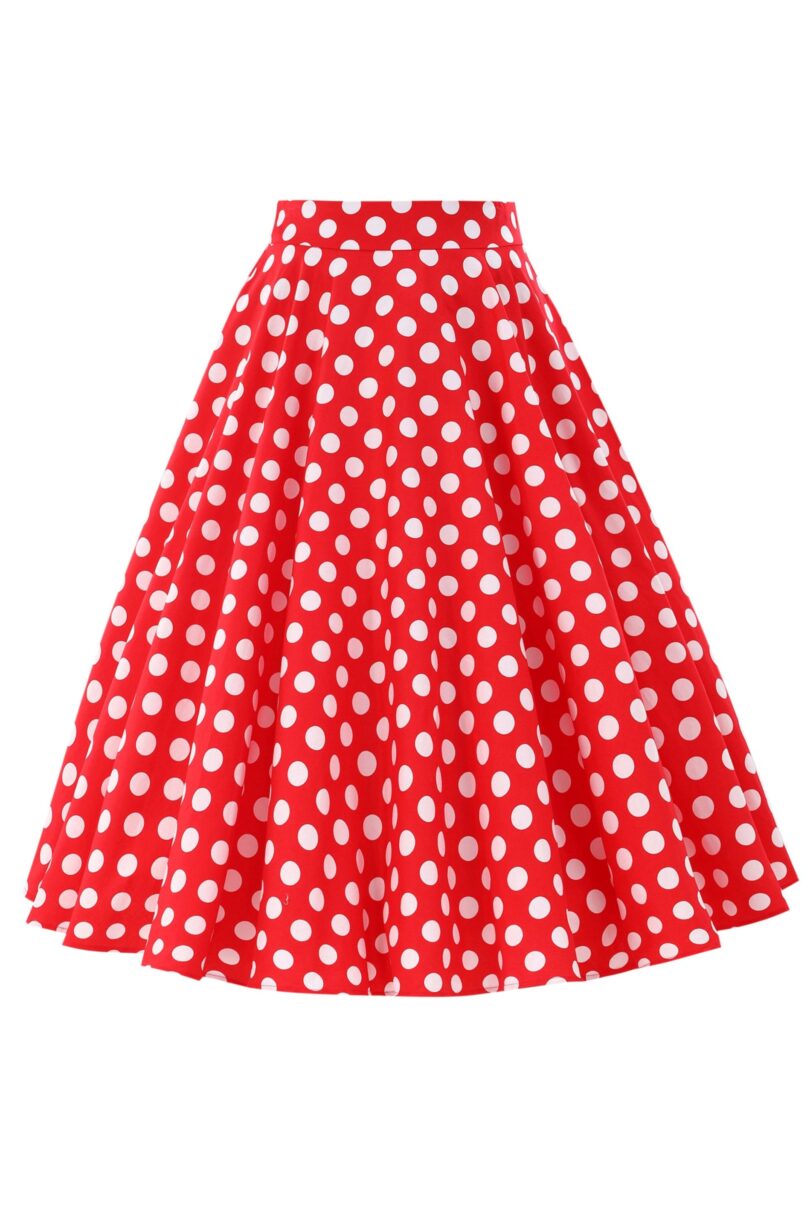 Maisie Red Polka Dot Full Circle Midi Skirt  Shop now at Kitty Darling
