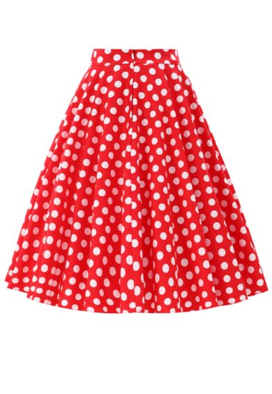 Maisie Red Polka Dot Full Circle Midi Skirt – Skirt | Kitty Darling