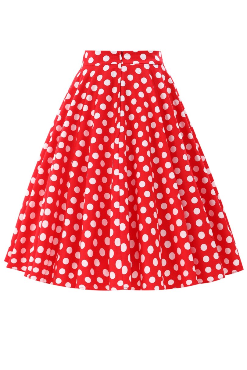 Maisie Red Polka Dot Full Circle Midi Skirt  Shop now at Kitty Darling