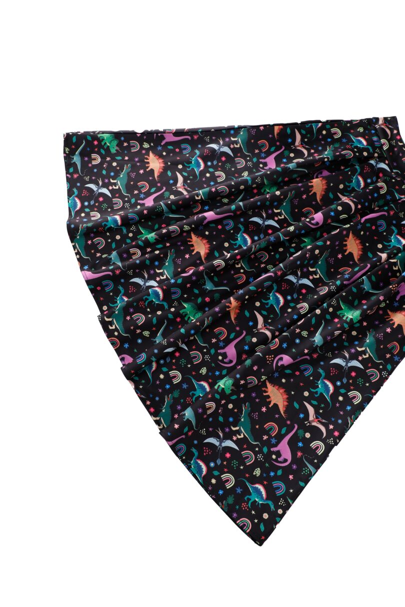 Aisley Dinosaur Pleated Midi Skirt In Black  Shop now at Kitty Darling