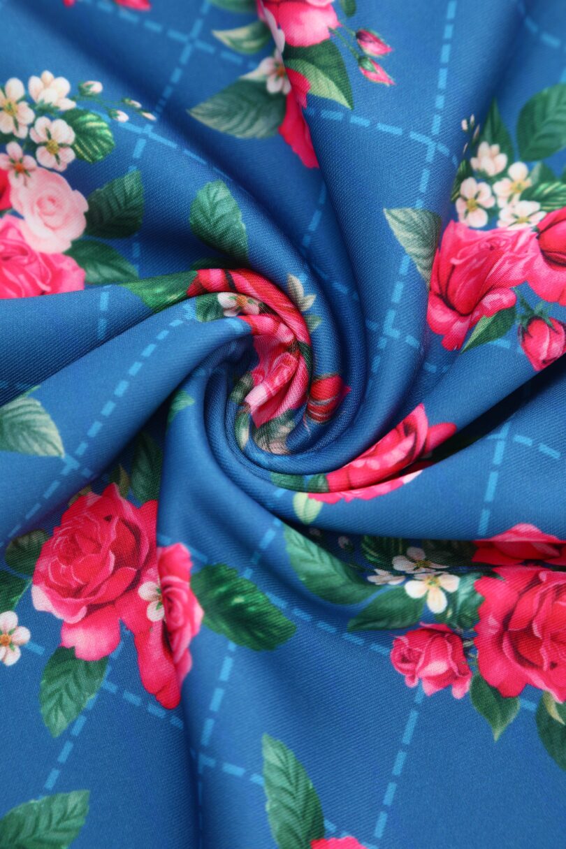 Aisley Blue Rose Pleated Midi Skirt  Shop now at Kitty Darling