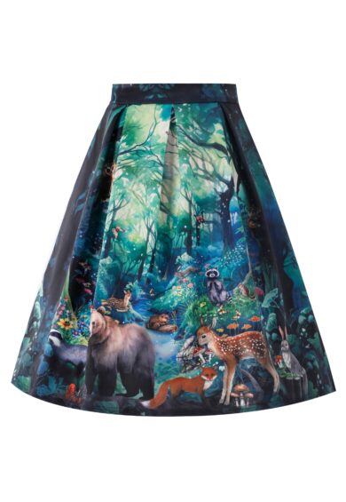 Aisley Woodland Creature Pleated Midi Skirt – Skirt | Kitty Darling