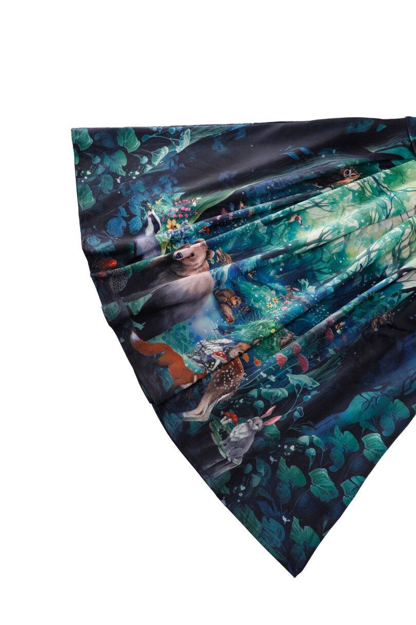 Aisley Woodland Creature Pleated Midi Skirt  Shop now at Kitty Darling