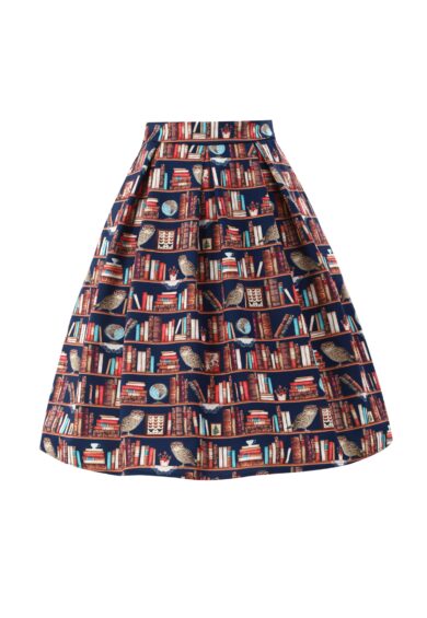 Aisley Book & Owl Pleated Midi Skirt – Skirt | Kitty Darling