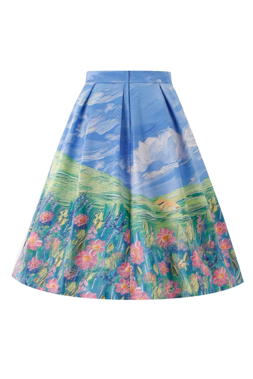 Aisley Cat Adventure Pleated Midi Skirt  Shop now at Kitty Darling